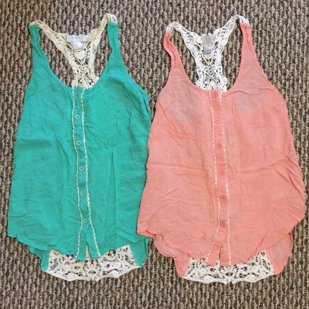 Forever 21 Set of 2 Crochet Back Tank Tops